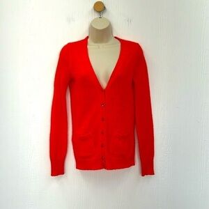 J.Crew - Bright Orange Red Italian Spun Alpaca Blend Jeweled Button Cardigan XS